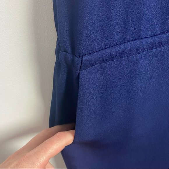 Charming Charlie Navy Blue Jumpsuit Lace Fringe Tie Waist Boho Size S Bohemian - Picture 5 of 13